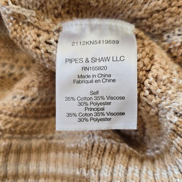 Veronica Beard Goliad Cardigan Women's XS Tan Cream Open Knit Stripe Casual Boho - Picture 5 of 15